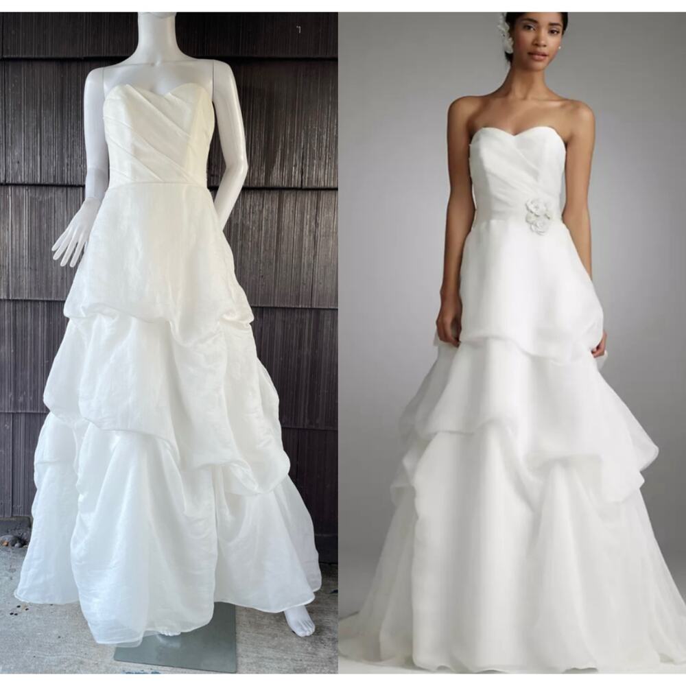 🔥Galina David’s Bridal Strapless Tiered Organza Princess Wedding Formal Dress 2